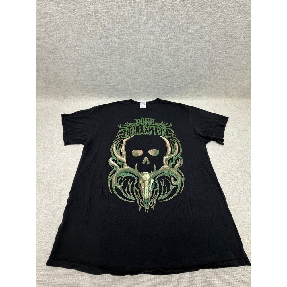 Bone Collector Michael Waddell Deer Skull Graphic T-Shirt Mens XL Black Delta‎